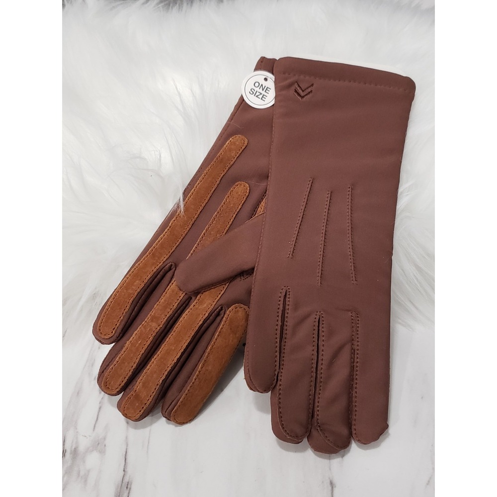 Vintage Isotoner warm tailored classic gloves knit lined brown DRIVING 90S